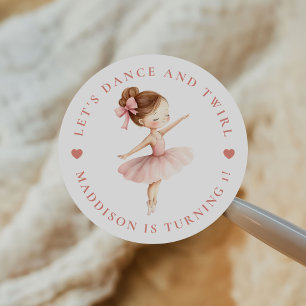 Tutu Ballerina Balletttänzerin Mädchen Geburtstag Runder Aufkleber