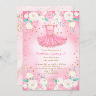 Tutu Ballerina Dress Glitzer Geburtstag Einladung
