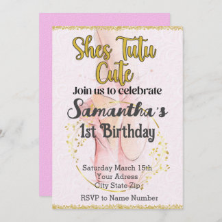 Tutu Ballerina Einladung zum ersten Geburtstag