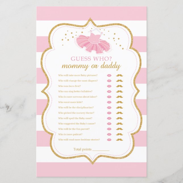 Tutu Ballerina raten, wer Mama oder Papa-Spiel (Vorderseite)