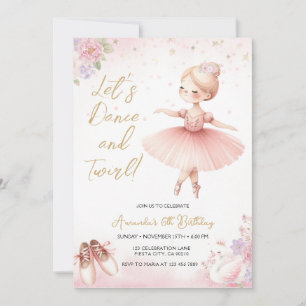 Tutu Ballerina Rosa Florales Ballett Mädchen Gebur Einladung