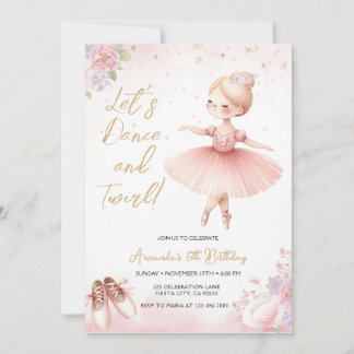 Tutu Ballerina Rosa Florales Ballett Mädchen Gebur Einladung