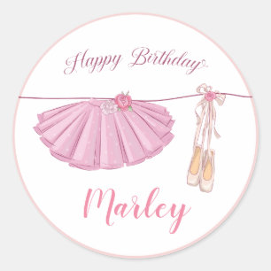 Tutu Ballerina Tanz Happy Birthday Party Runder Aufkleber