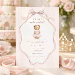 Tutu Begeistert Rosa Coquette Teddybär Baby Shower Einladung
