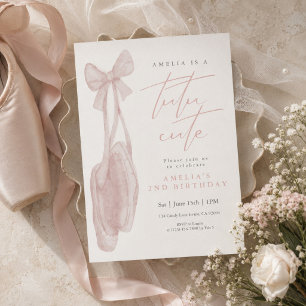 Tutu Cute Ballerina Schuhe Mädchen 2. Geburtstag Einladung