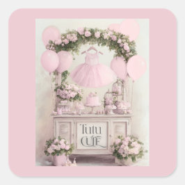 Tutu Cute Ballet Pink Ballerina Theme for Girls Quadratischer Aufkleber