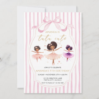 Tutu Cute Birthday Ballerina Pink Bow Invitation Einladung