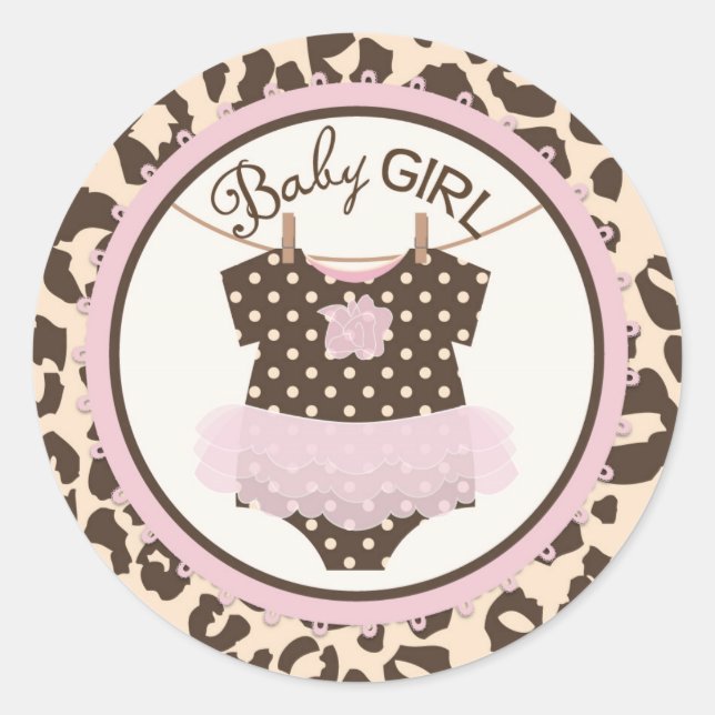 Tutu Jumper Animal Print Baby Shooting Label Runder Aufkleber (Vorderseite)
