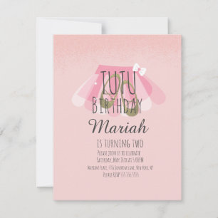 Tutu Mädchen Geburtstag Rosa Faux Glitter Ballerin Einladung
