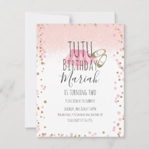 Tutu Mädchen Geburtstagsfeier Rosa Faux Glitter Einladung