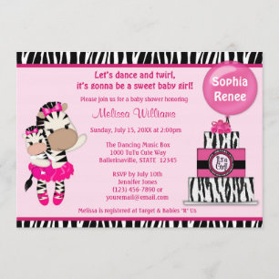 TuTu Niedlich Baby Shower Einladung ZEBRA GIRL Mom