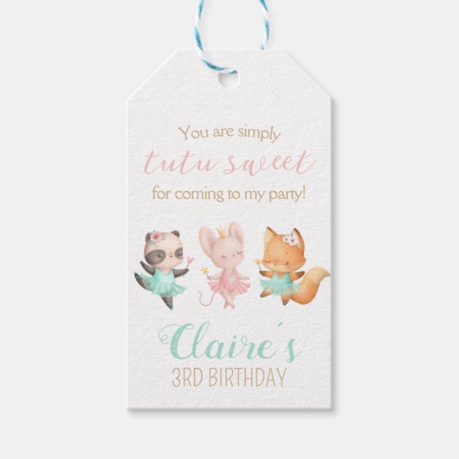 Tutu Niedlich Ballerina Gastgeschenk zum Ballet Geschenkanhänger (Vorderseite)