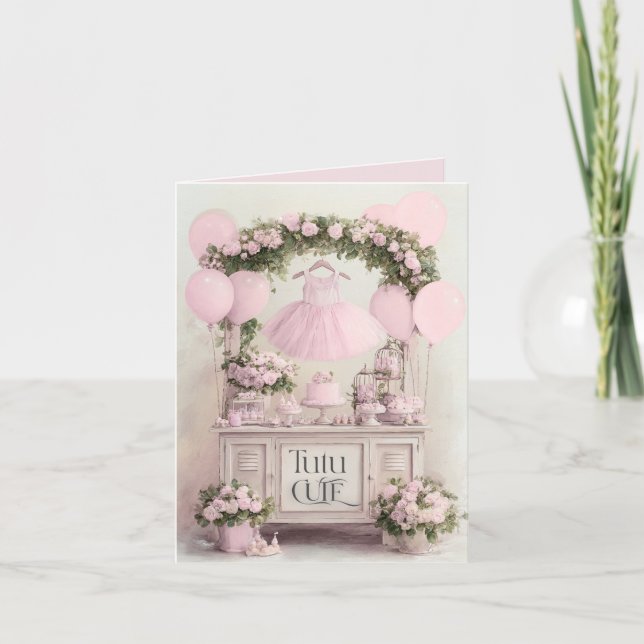 Tutu Niedlich Ballet Pink Ballerina Thema für Mädc Einladung (Vorderseite)