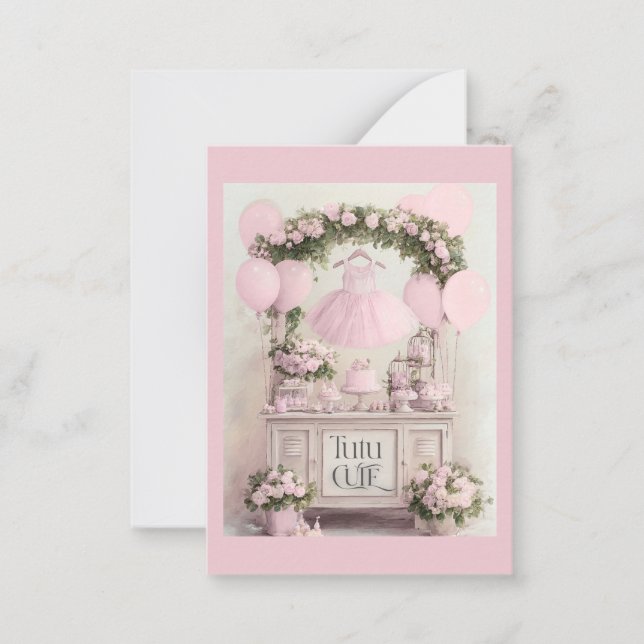 Tutu Niedlich Ballet Pink Ballerina Thema für Mädc Mitteilungskarte (Vorderseite)