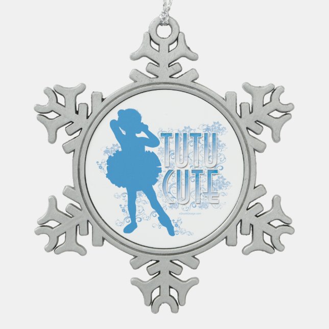 Tutu Niedlich (blau) Schneeflocken Zinn-Ornament (Vorderseite)