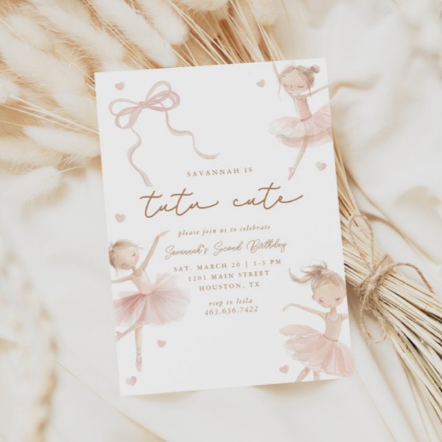 Tutu Niedlich Girls' zweite Ballerina Geburtstag Einladung (Von Creator hochgeladen)