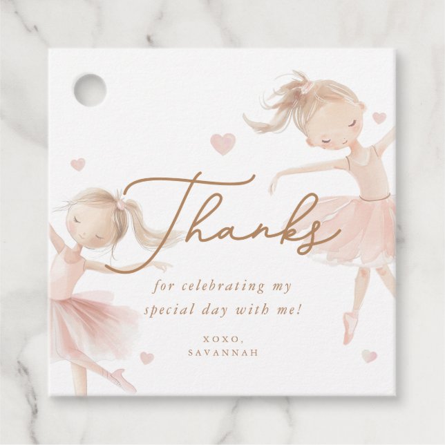 Tutu Niedlich Girls' zweite Ballerina Geburtstag Geschenkanhänger (Vorderseite)