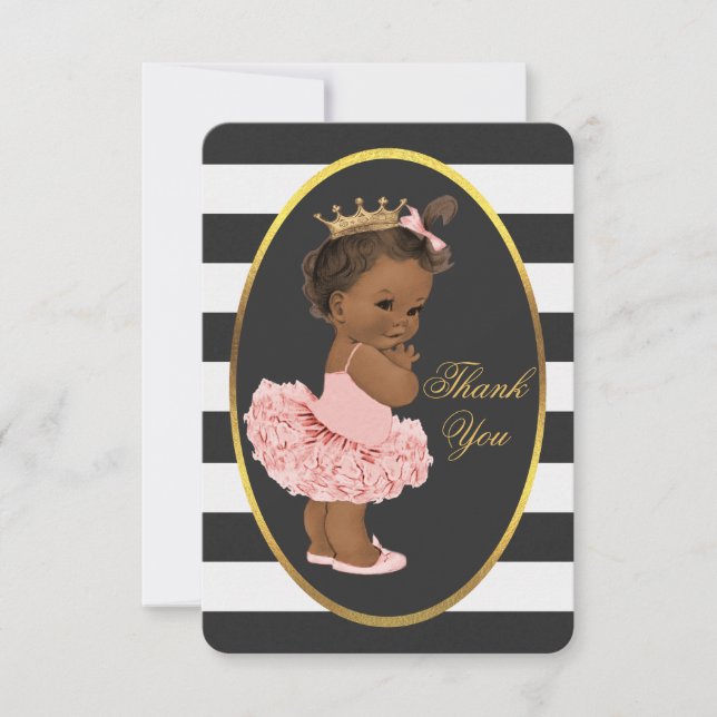 Tutu-niedliche ethnische Prinzessin Stripes Thank Dankeskarte (Vorderseite)