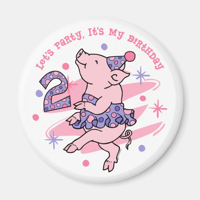 Tutu Piggy 2. Geburtstag Magnet (Vorne)