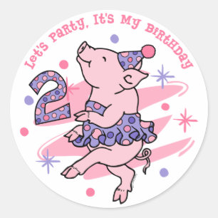Tutu Piggy 2. Geburtstag Runder Aufkleber