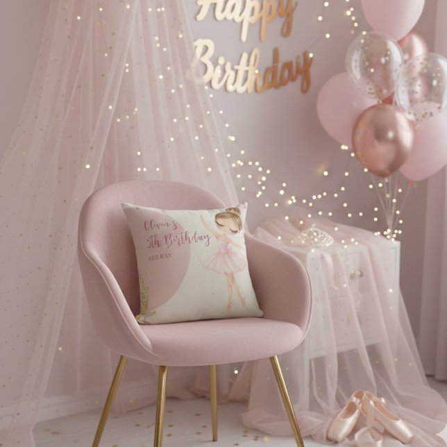 Tutu Pink Ballerina Ballet Dancer Girl Birthday Kissen (Von Creator hochgeladen)