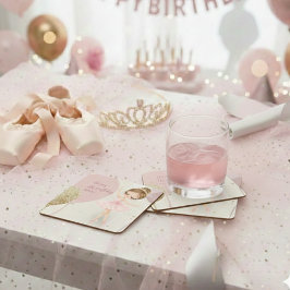 Tutu Pink Ballerina Ballet Dancer Girl Birthday Rechteckiger Pappuntersetzer