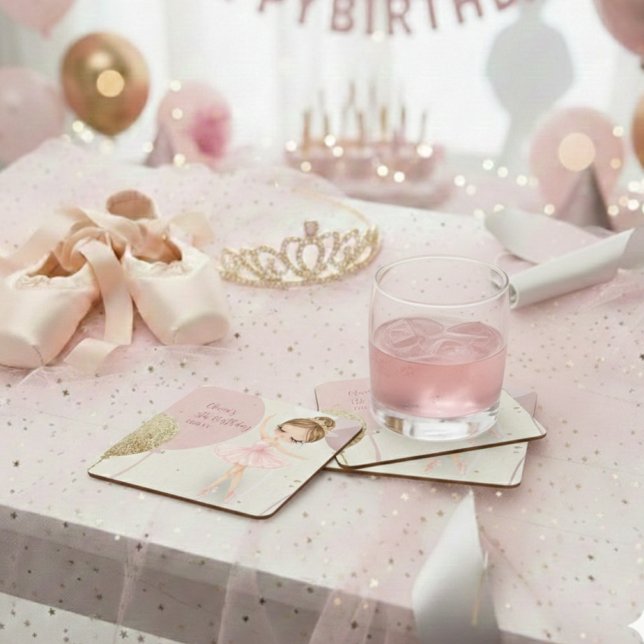 Tutu Pink Ballerina Ballet Dancer Girl Birthday Rechteckiger Pappuntersetzer (Von Creator hochgeladen)