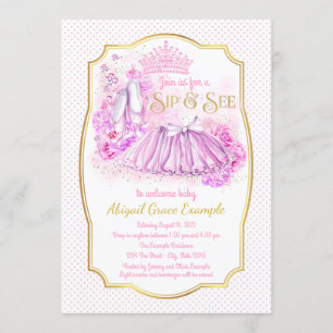Tutu-Prinzessin Pink Gold Sip and See Einladungen