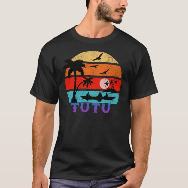 Tutu Retro Sunset Ocean Großvater T-Shirt (Vorderseite)