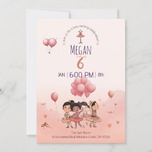 Tutu Twirling Ballett, Diverse Ballerina Geburtsta Einladung