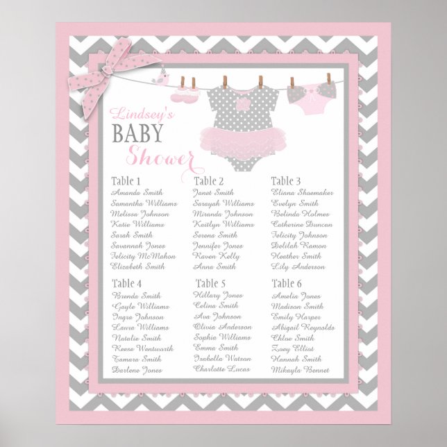 Tutu Windeln Hintern Babydusche Sitzplan Poster (Vorne)