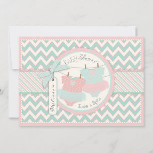 Tutu-Zwillinge Mädchen Chevron-Druck Baby Shower Einladung