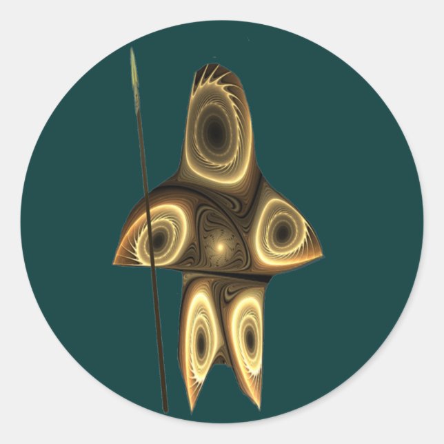 Tuvaaq - Fraktal Inuit Hunter Runder Aufkleber (Vorderseite)