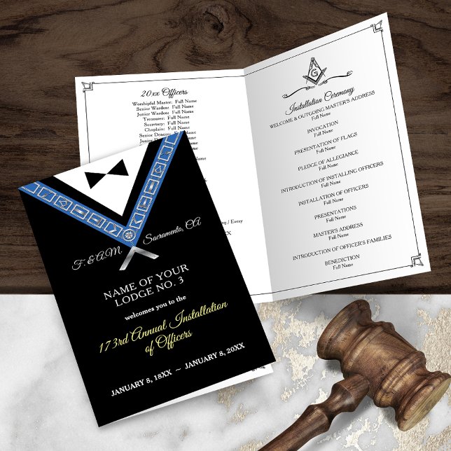 Tux Masonic Programmvorlage Freemason Stationery (An elegant, custom masonic program template for your Annual Installation of Officers.)