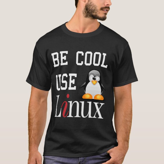Tux Penguin Cool Linux Slogan verwenden T-Shirt (Vorderseite)