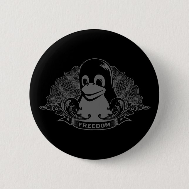 Tux Penguin - (Linux, Open Source, Copyleft, FSF) Button (Vorderseite)