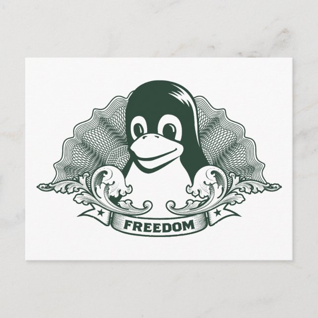 Tux Penguin - (Linux, Open Source, Copyleft, FSF) Postkarte (Vorderseite)