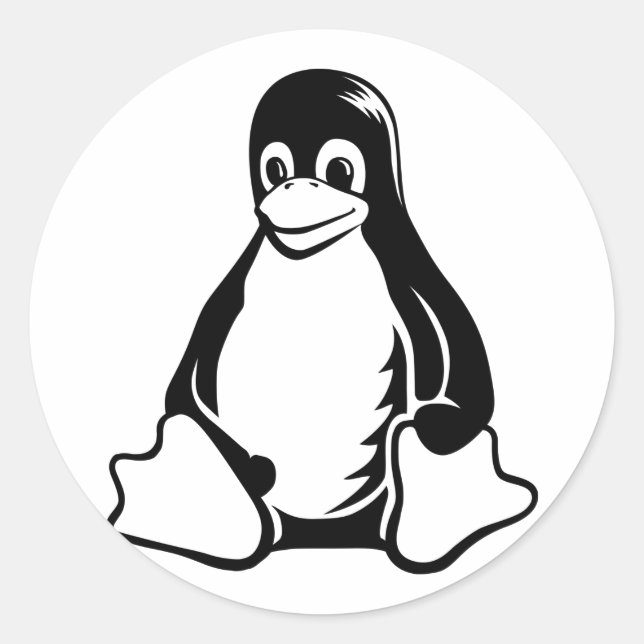 Tux Penguin - (Linux, Open Source, Copyleft, FSF) Runder Aufkleber (Vorderseite)