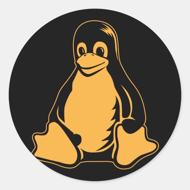 Tux Penguin - (Linux, Open Source, Copyleft, FSF) Runder Aufkleber (Vorderseite)