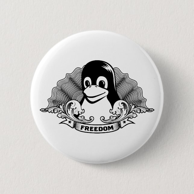 Tux-Pinguin - (Linux, Quelle, Copyleft, FSF) Button (Vorderseite)