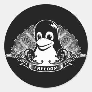 Tux-Pinguin - (Linux, Quelle, Copyleft, FSF) Runder Aufkleber