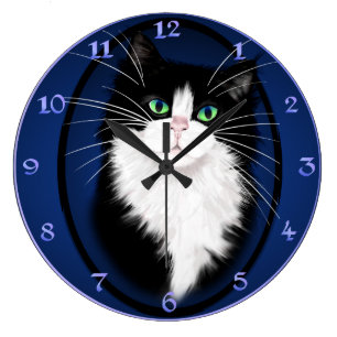 TUX-Tuxedo-Katzengestein Große Wanduhr
