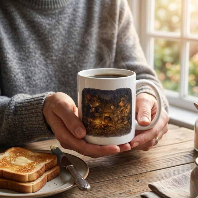 Tux & Twitch Lagerfeuer Abend Kaffeetasse (Von Creator hochgeladen)