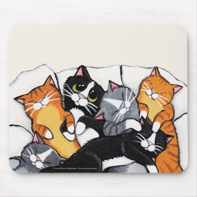 Tux und Katzen-Kunst Mousepad (Vorne)