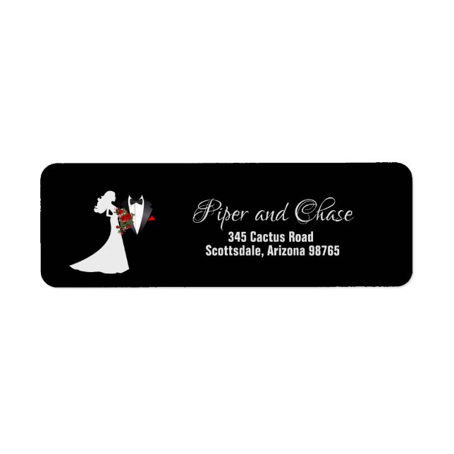 Tuxedo Anzug & Bride Silhouette Rücksendeadresse (Vorne)
