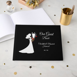 Tuxedo Anzug & Bride Silhouette Wedding Gästebuch
