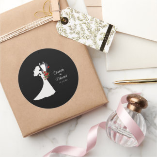 Tuxedo Anzug & Bride Silhouette Wedding Runder Aufkleber