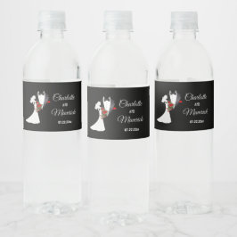 Tuxedo Anzug & Bride Silhouette Wedding Wasserflaschenetikett