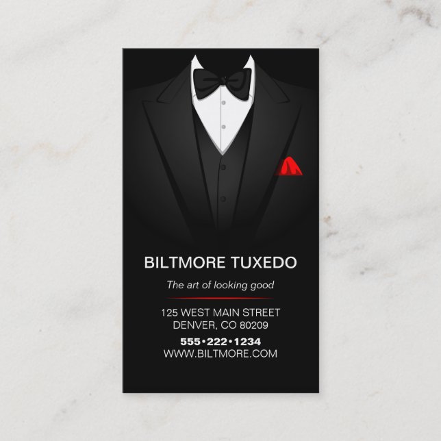 Tuxedo Anzug Mens Kleidung Moderne Sauberkeit Visitenkarte (Vorderseite)