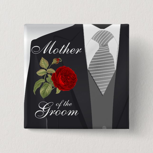 Tuxedo Anzug Team Groom - Rote Rose Button (Vorderseite)